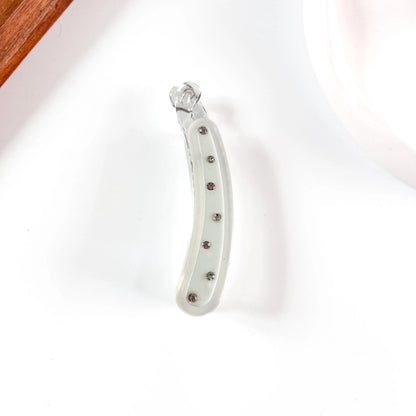White crystal stud lock banana clip slim profile