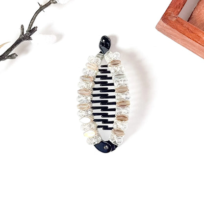 Crystal white clear beaded banana comb clip for weddings
