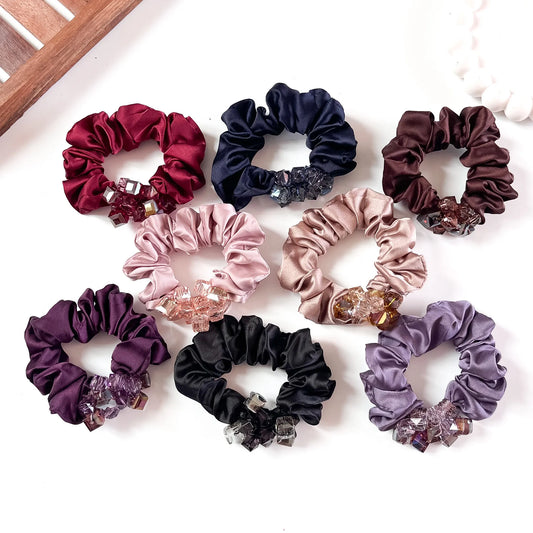 Cube Crystal Satin Scrunchie in nine colours