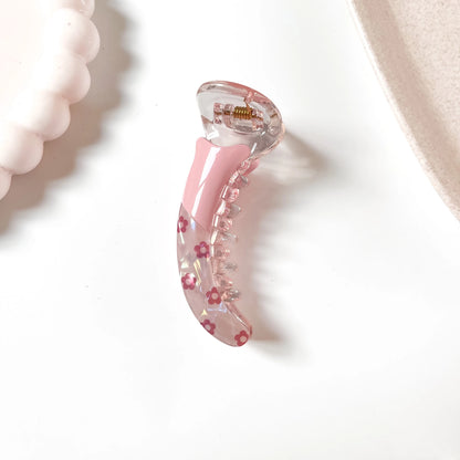 Daisy banana clip pink with pink floral print
