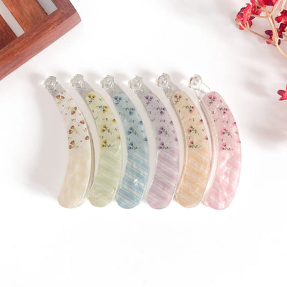 Color swatch: all 6 delicate flower lock banana clip shades displayed