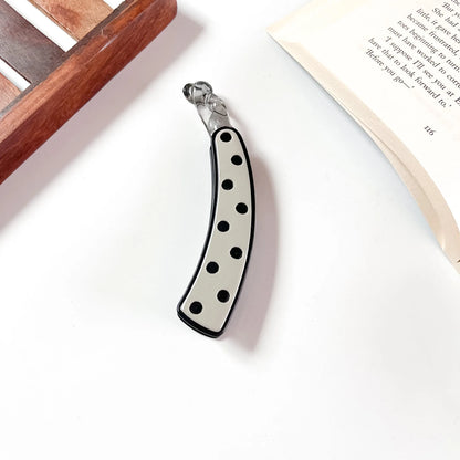 Dip dot lock banana clip ivory black dot hair clutcher
