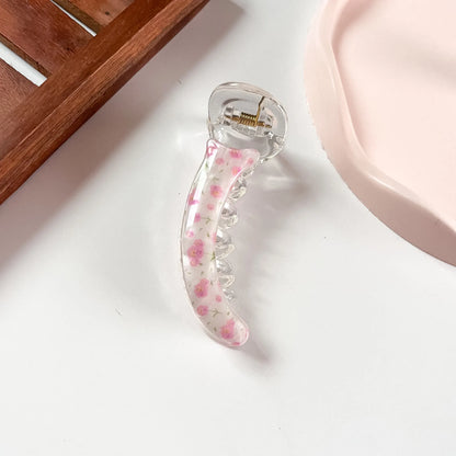 Pink ditsy floral print banana clip fancy banana hair clip for thin and thick hair