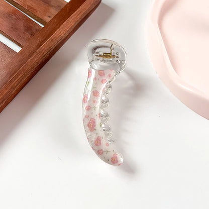 Rose ditsy floral print banana clip fancy banana hair clip for thin and thick hair
