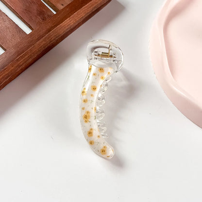 Yellow ditsy floral print banana clip large banana hair clip for thick hair