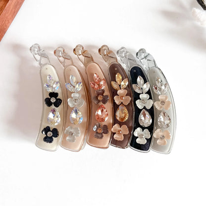 All 6 faceted gem lock clips: cream, peach, caramel, chocolate, black, sage colors