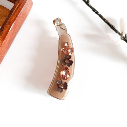 Caramel faceted gem lock banana clip with layered faceted teardrop gems, 8cm medium
