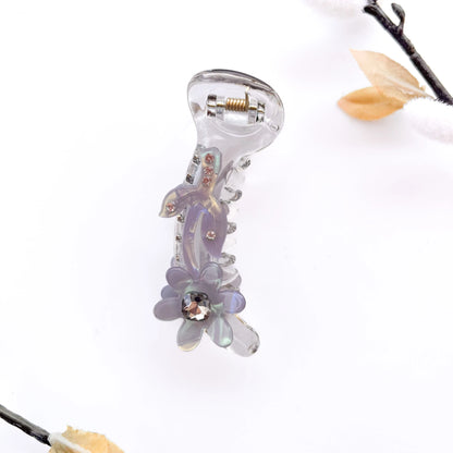 Pastel Floral Banana Hair Clip – Soft 8cm Black