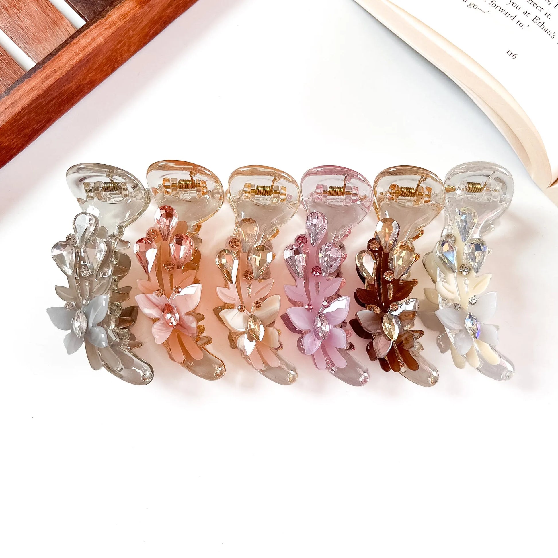 Floral Cascade Banana Clip in six colours