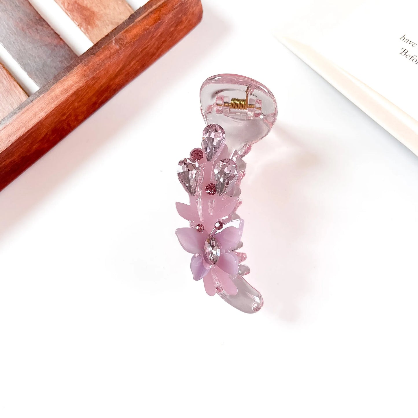 Pink Floral Cascade Banana Clip, cute banana clip