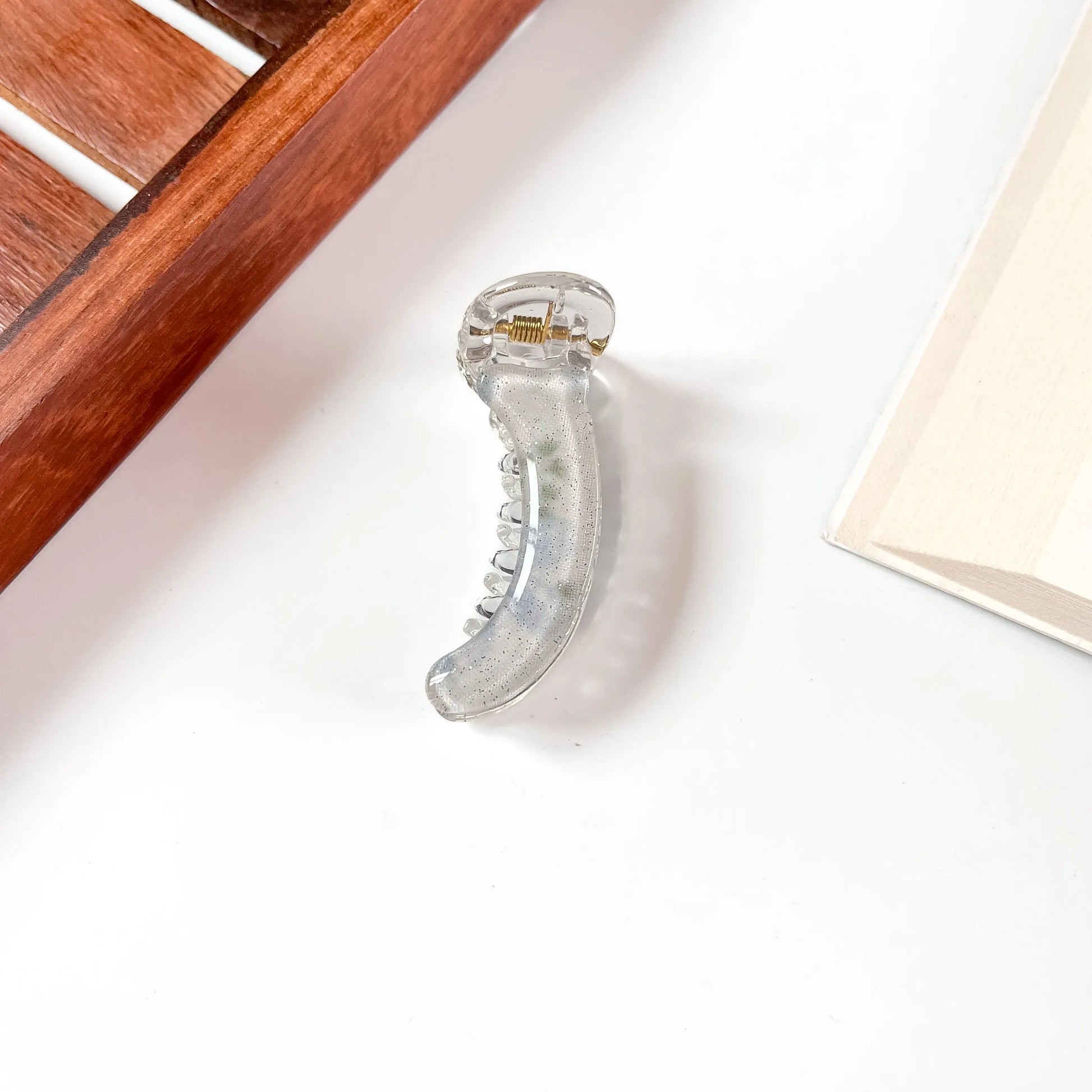 Floral frost banana clip small