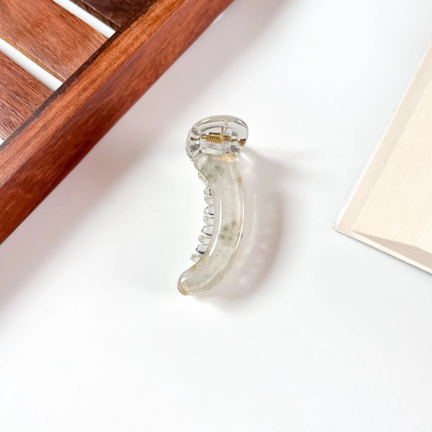 Floral frost banana clip small