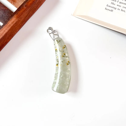 Sage green floral banana clip, pearl hair clutcher