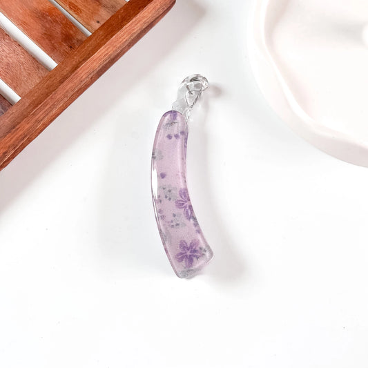 Lilac floral print glitter lock banana clip 10cm