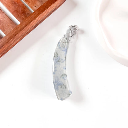 Blue floral print glitter lock banana clip 10cm strong lock grip