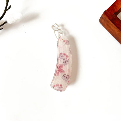 Mauve floral print glitter lock banana clip decorative banana clutcher