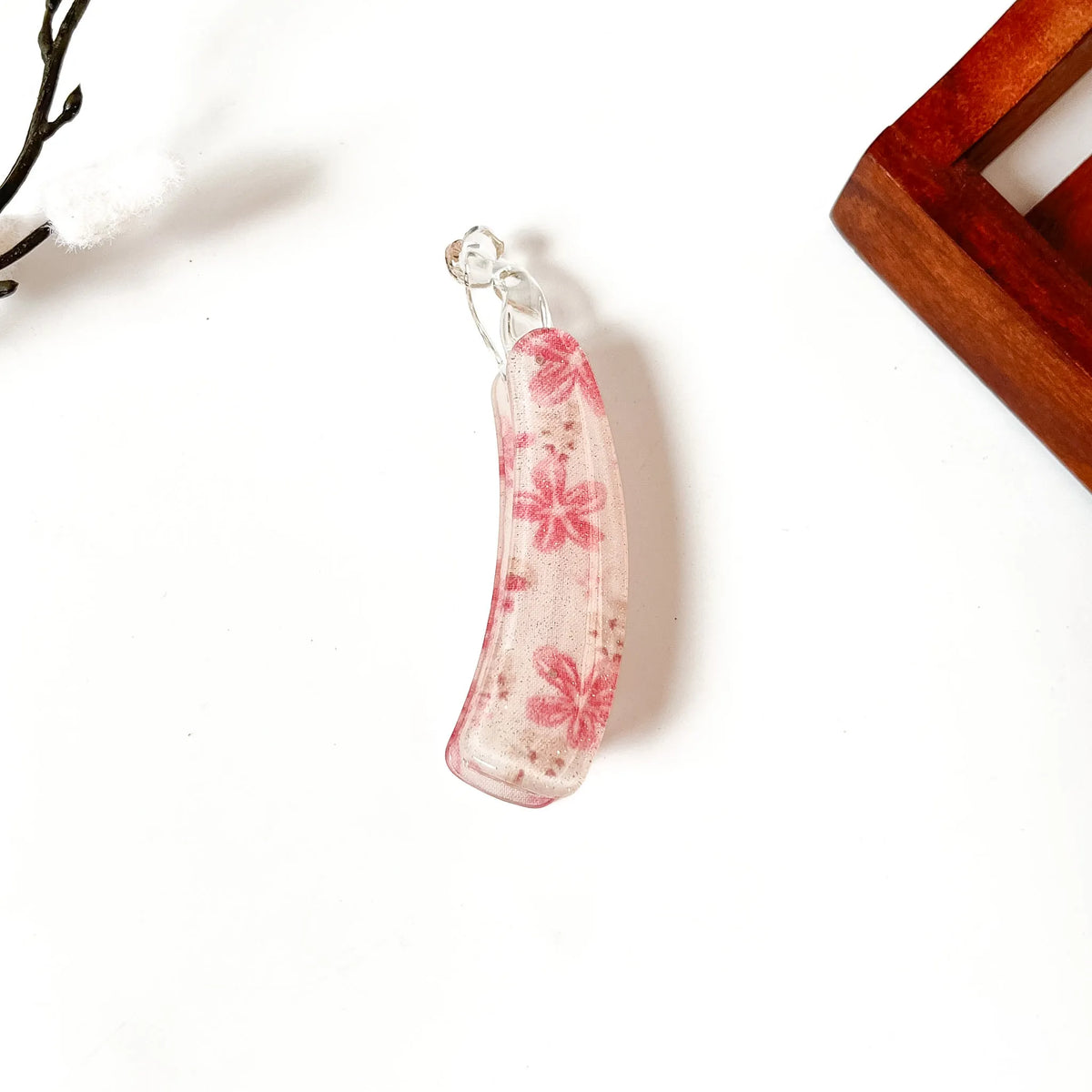 Pink floral print glitter lock banana clip cute banana clutcher