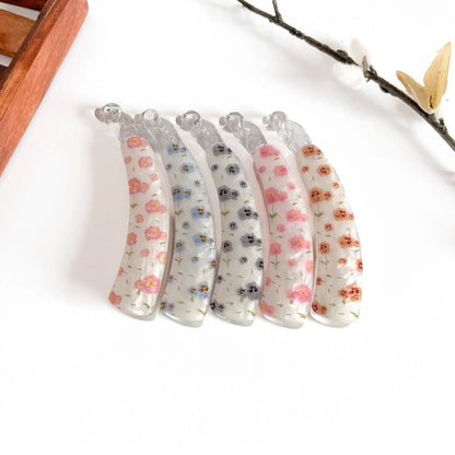 Color swatch: all 5 floral print lock banana clip shades displayed