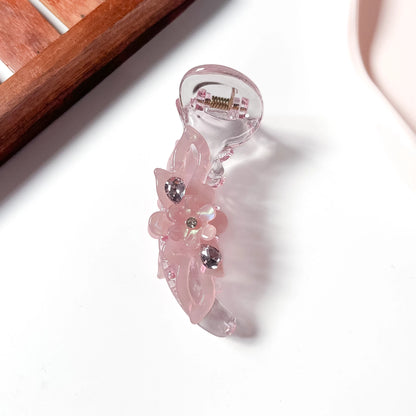 Blush pink floral vine cutout banana clip fancy large banana clip for thick curly hair