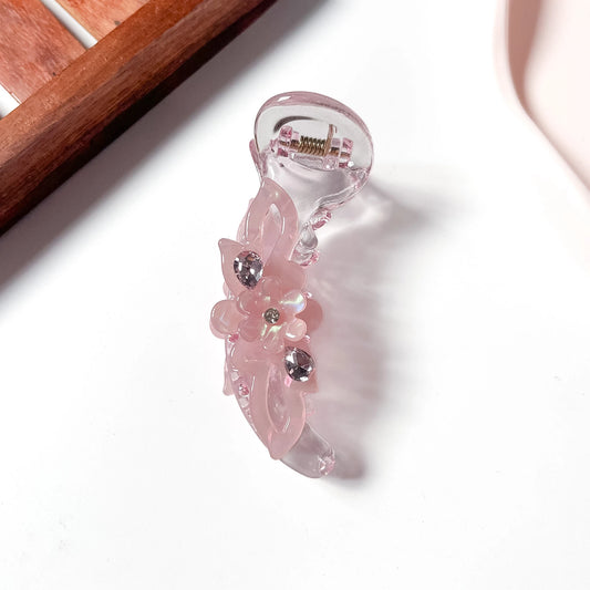 Blush pink floral vine cutout banana clip fancy large banana clip for thick curly hair