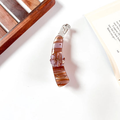 Flower acetate lock banana clip blush stripe rhinestone clutcher