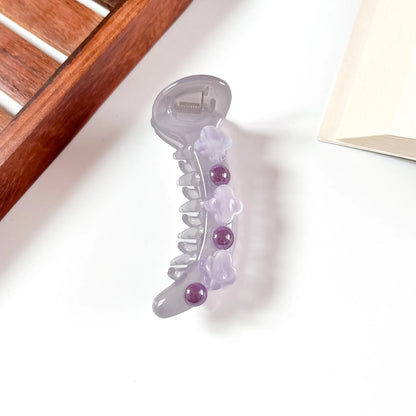 Lilac flower bead banana clip for hair