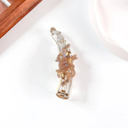 Peach flower charm crystal lock banana clip decorative banana clutcher