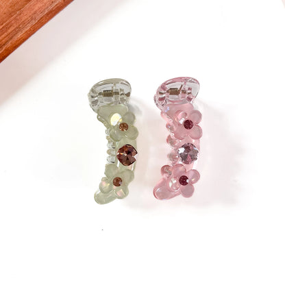 Flower charm mini banana clip in Pink sage green