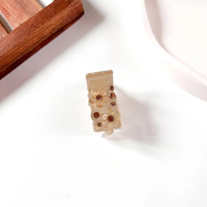 Gold flower crystal catch clip small catch clip for hair