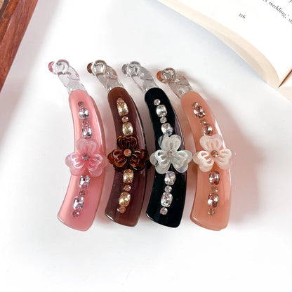 Flower stone lock banana clip all colours rhinestone hair clutcher