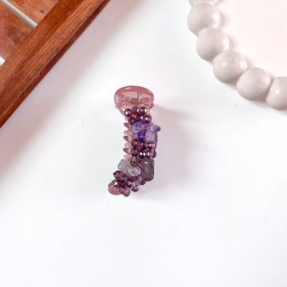 Purple Gemstone Chip Banana Clip, amethyst stone chips