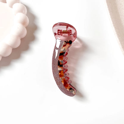 Glitz glitter banana clip wine pink frame with red tortoise