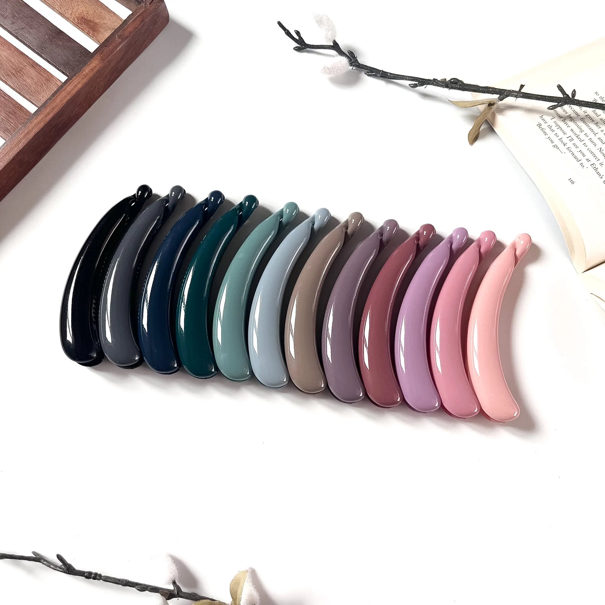 Glossy lock banana clip in 12 colours for women