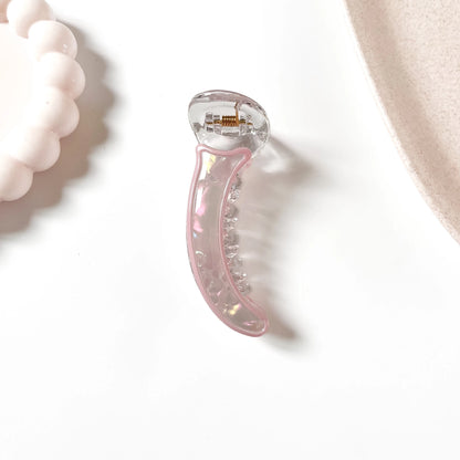 Iris shimmer banana clip clear with pink outline