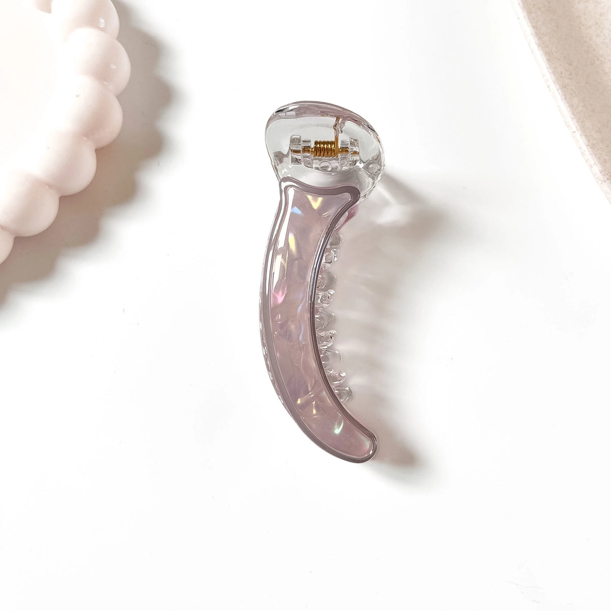 Iris shimmer iridescent banana clip in mauve