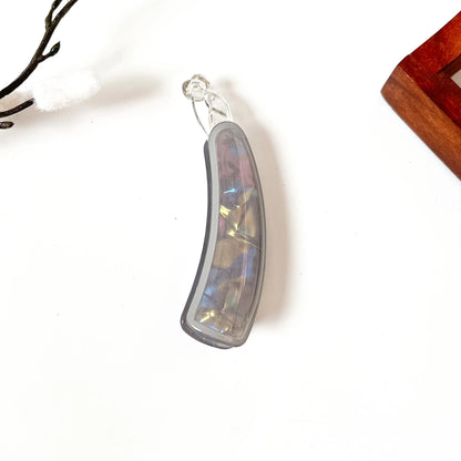 Iris shimmer holographic banana clip in grey