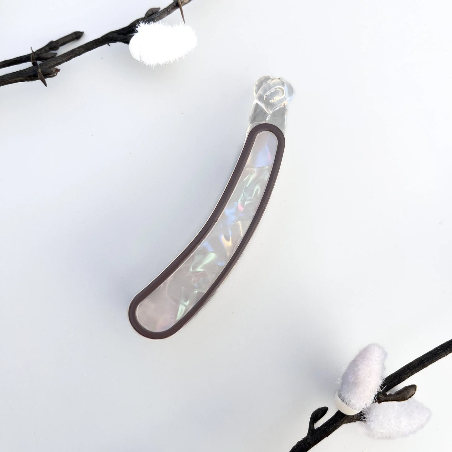 Iris Shine Lock Banana Clip(8cm) Brown