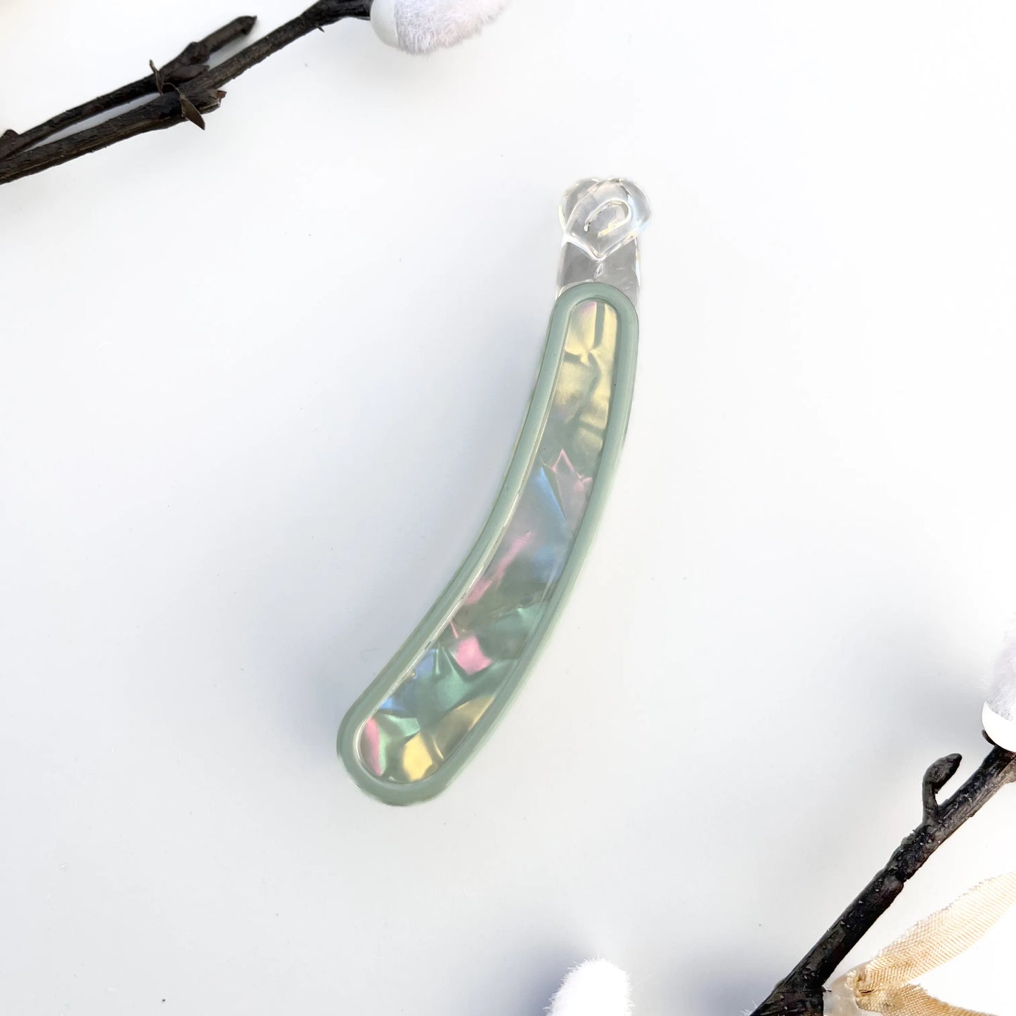 Iris Shine Lock Banana Clip(8cm) Green