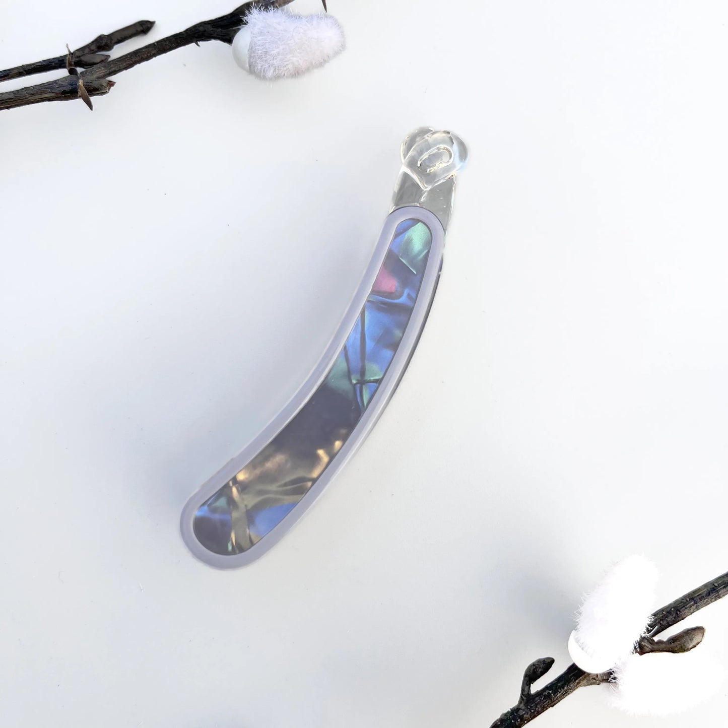 Iris Shine Lock Banana Clip(8cm) Grey