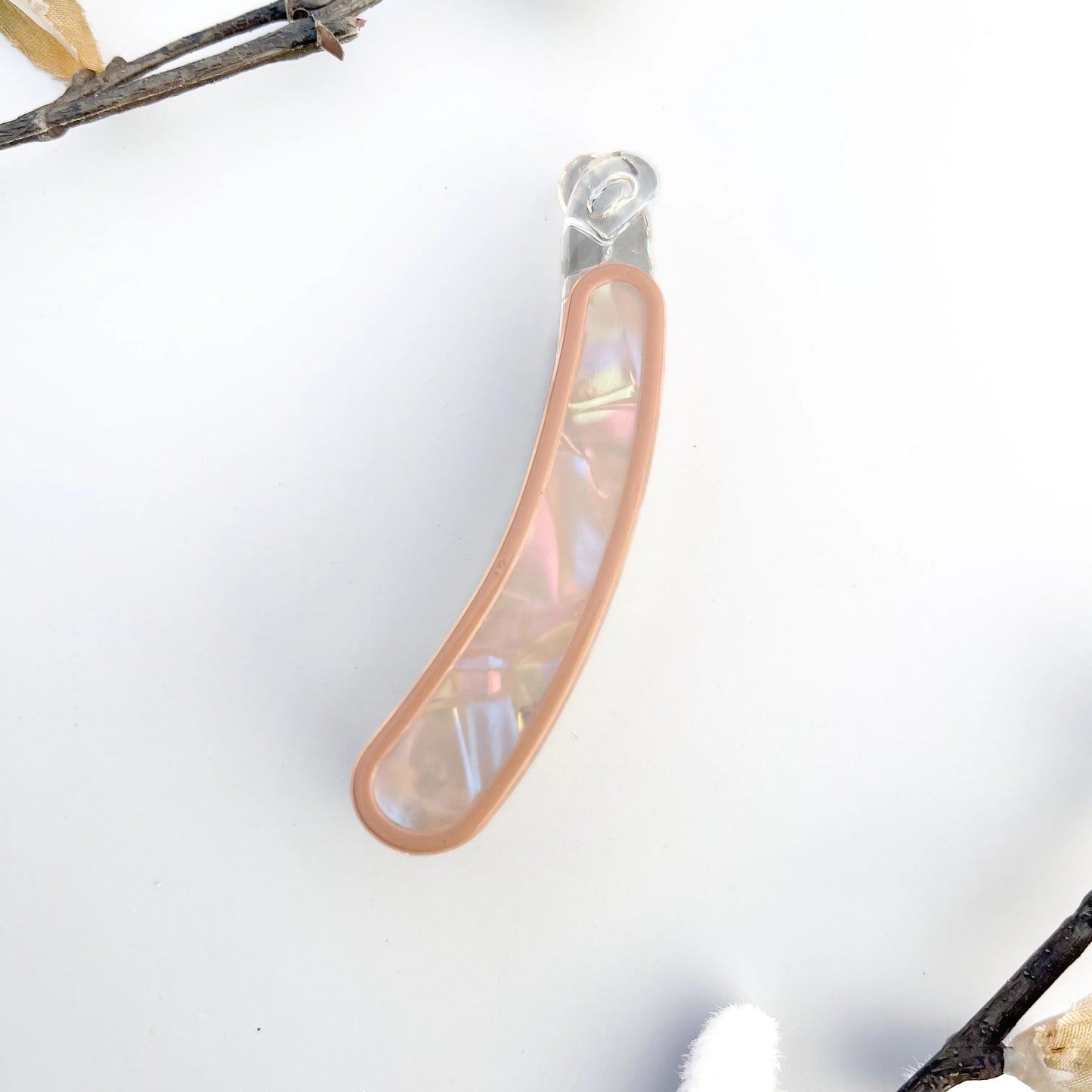 Iris Shine Lock Banana Clip(8cm) Beige