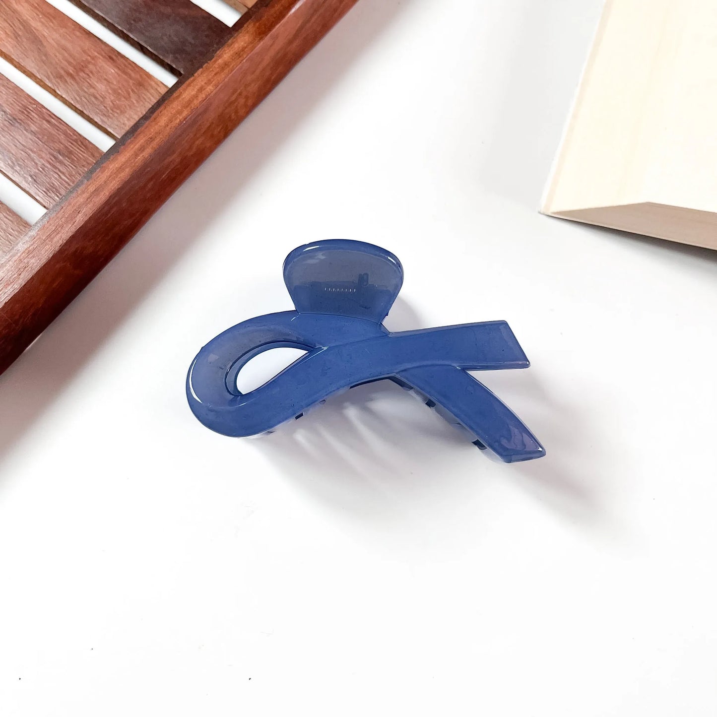 Cobalt blue large knot claw clip for women