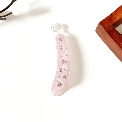 Lavendar Lilac pressed flower lock banana clip with dried pink and red flowers, large 8cm fancy banana clip