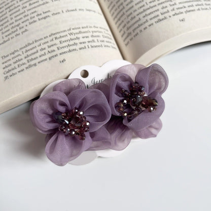 Dewdrop Floral Barrette – Elegant Center Hair Clip Lavendar