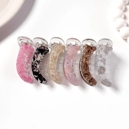 Marble acetate banana clip in 6 shades pink black beige mauve brown grey