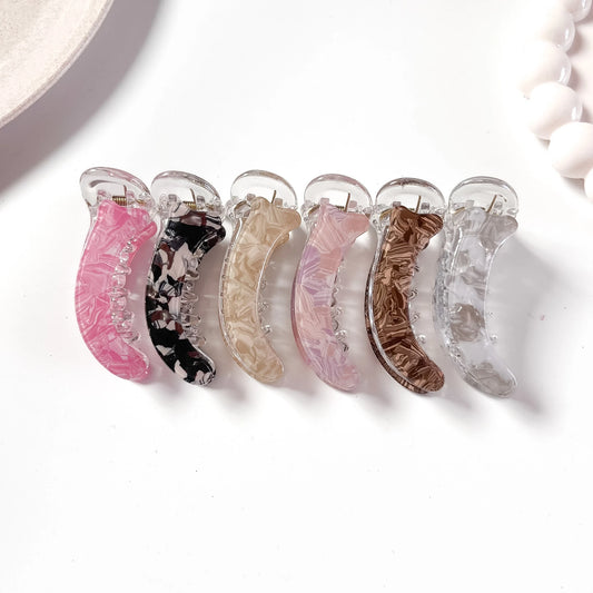 Marble acetate banana clip in 6 shades pink black beige mauve brown grey