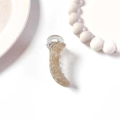 Beige marble acetate banana clip neutral shade