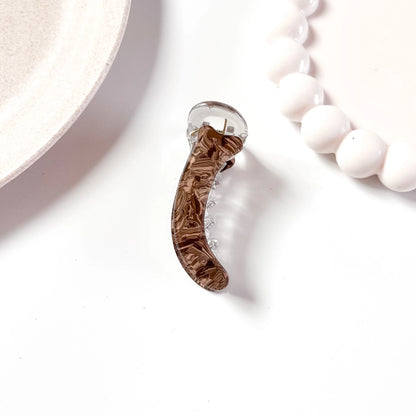 Brown marble acetate banana clip strong spring grip