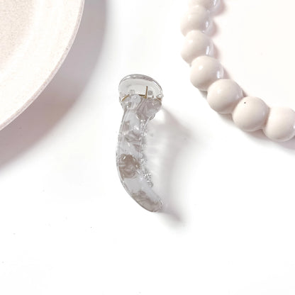 Grey marble acetate banana clip translucent finish