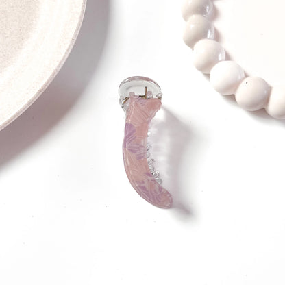 Mauve marble acetate banana clip for buns and half-ups