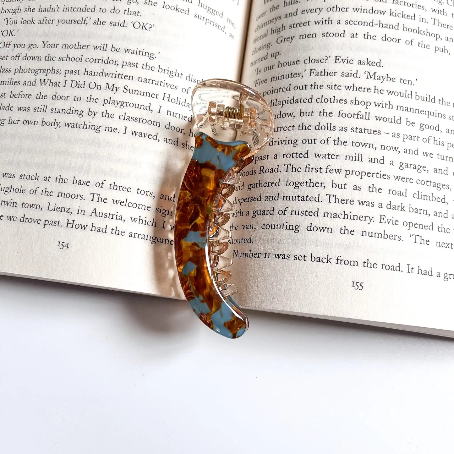 Marble acrylic banana clip blue tortoise
